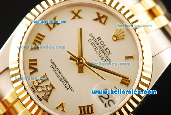 Rolex Datejust Automatic Movement ETA Coating Case with White Dial and Two Tone Strap - Click Image to Close